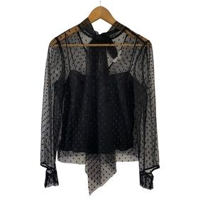 Milly Mesh Polka Dot Long Sleeve Top
